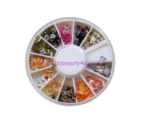 Fimo face mix nail art - face,